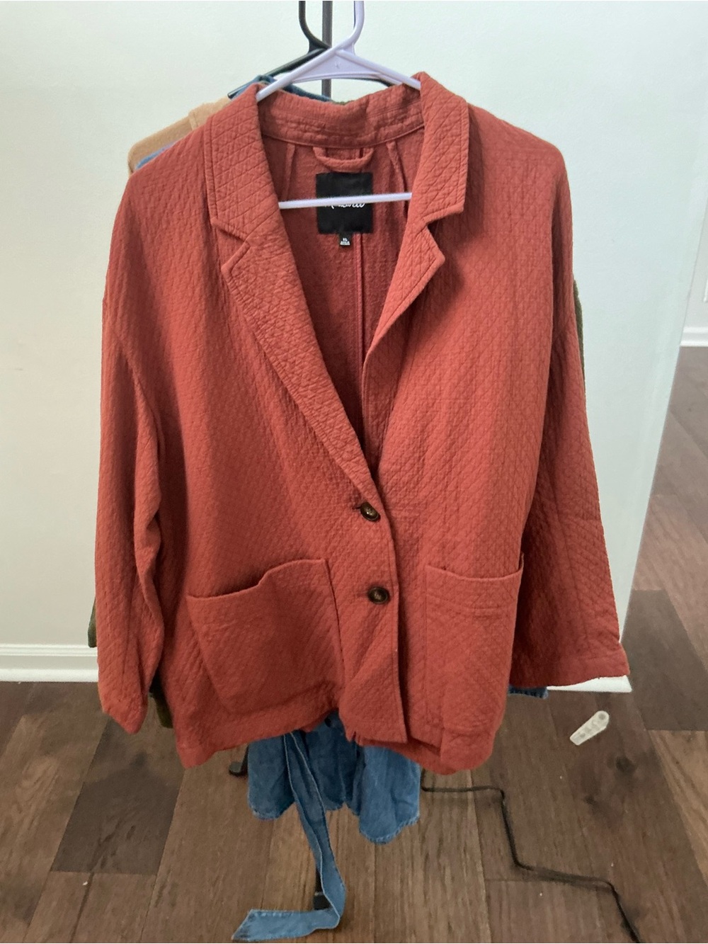 Madewell Textured Rust-Orange Blazer Jacket